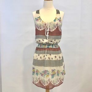 Free People Sleeveless Cream Pink Striped Floral Dress
